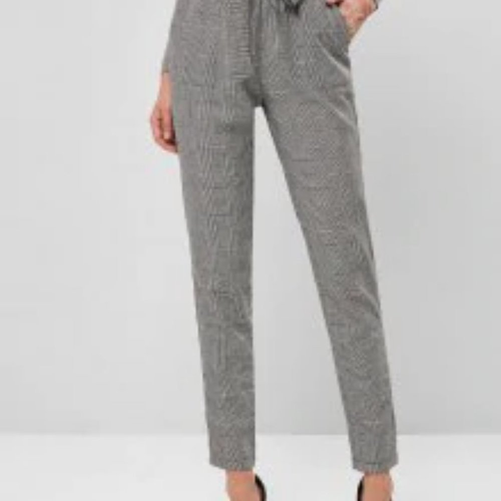 NWT ZAFUL Plaid High Waisted Pencil Paperbag Pants